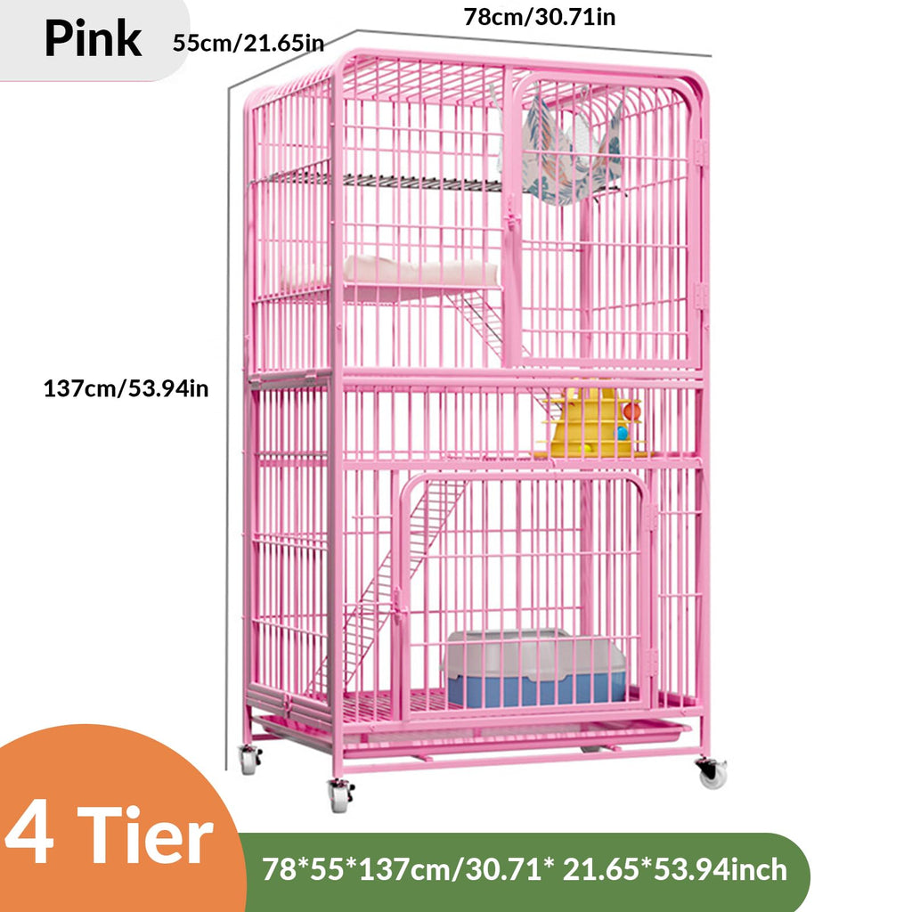 Pink 4 Tier Metal Cat Cage J9930