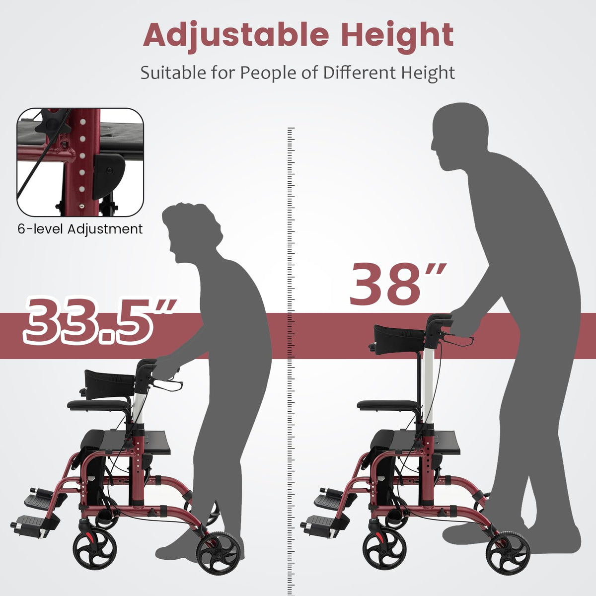 2 in 1 Folding Rollator Walker with Seat N764822