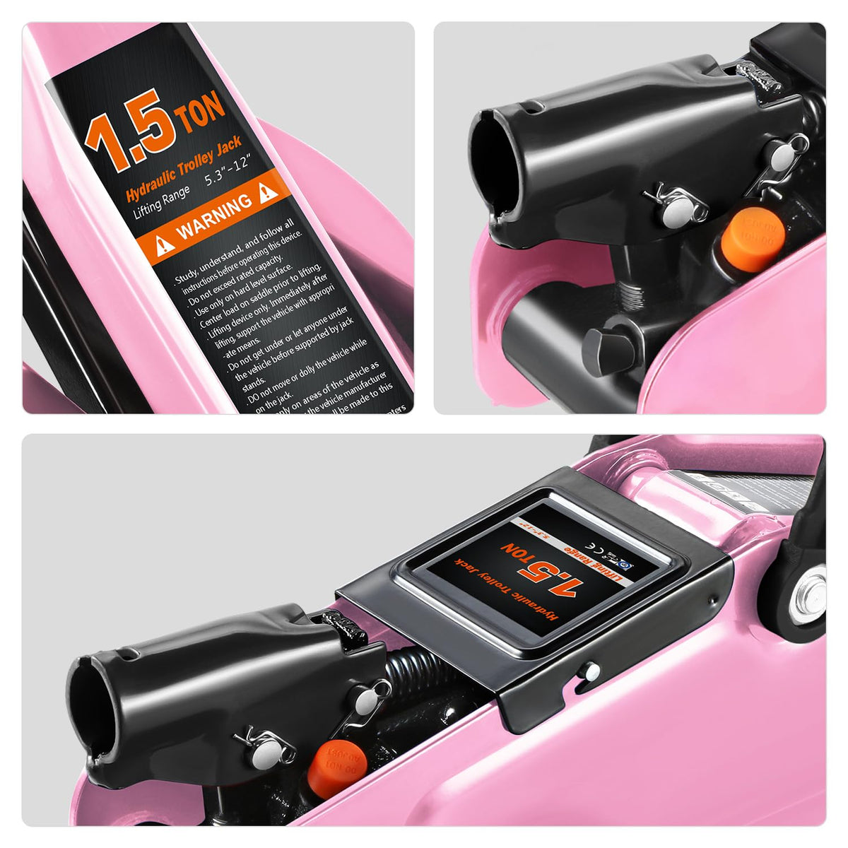Low Profile Hydraulic Trolley Floor Jack 1.5 Ton Pink M25931