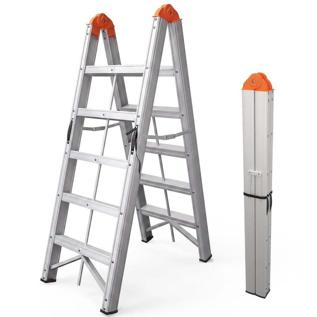 Aluminum Foldable 5-Step Ladder with Wide Anti-Slip Pedal Y499837