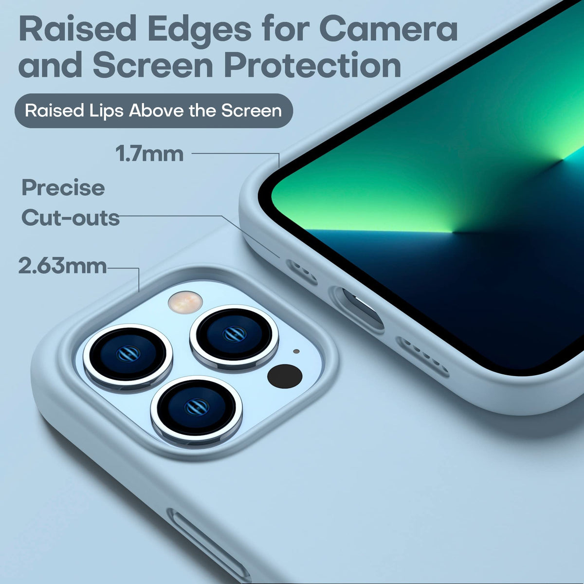 Light Blue Silicone Case with Glass Screen Protectors A8567