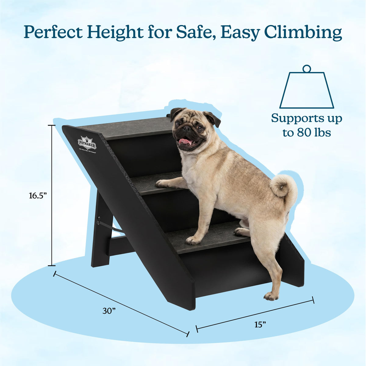 Foldable Nonslip 3-Step Pet Stairs L490