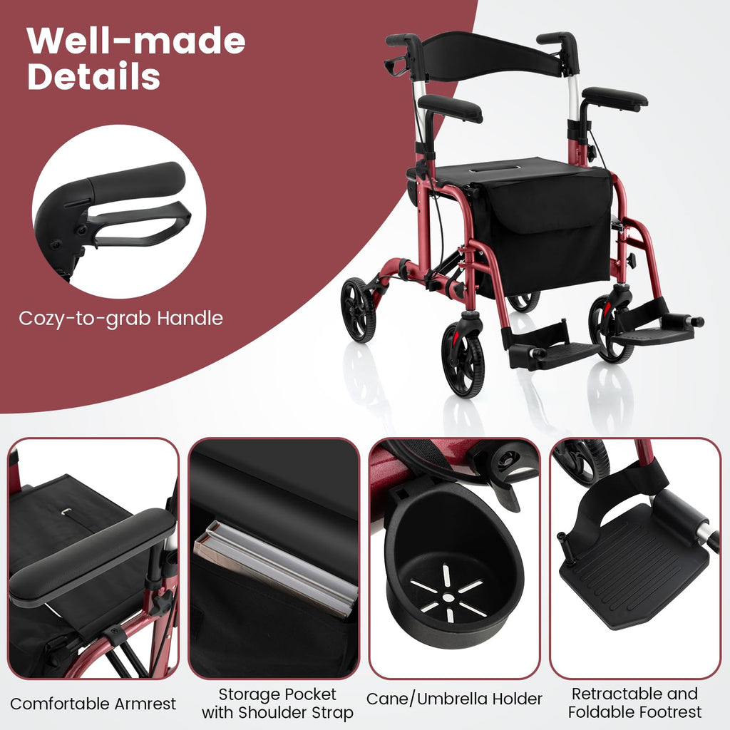 2 in 1 Folding Rollator Walker with Seat N764822