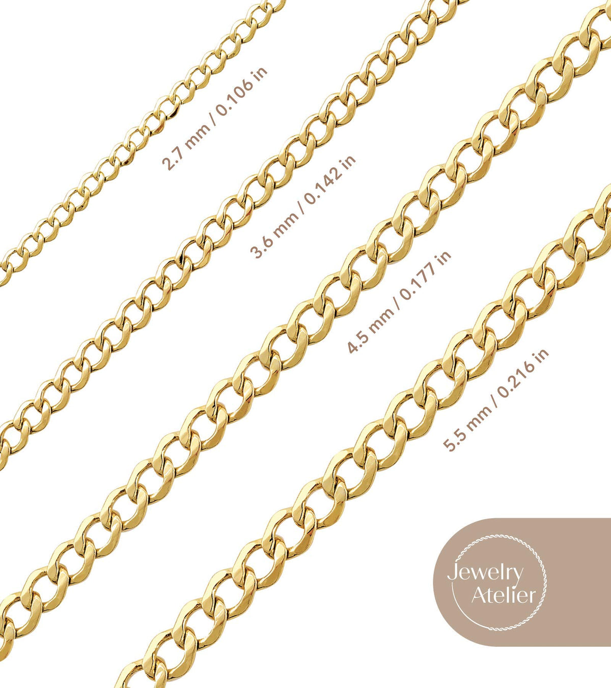 14K Yellow Gold Filled Cuban Curb Link Chain Necklace L873