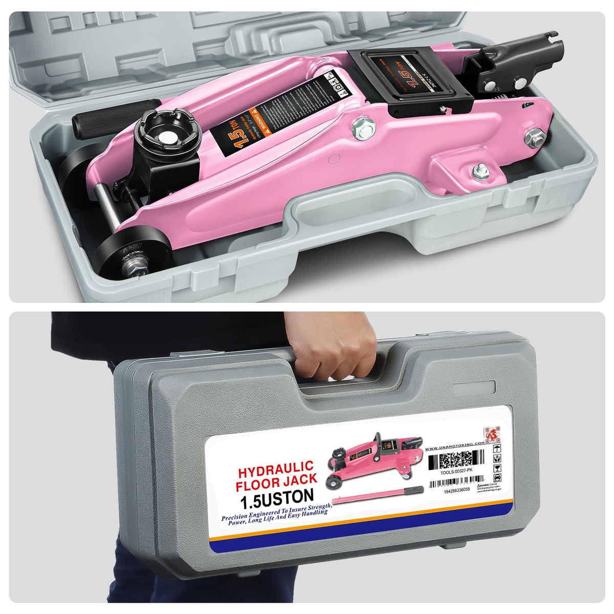 Low Profile Hydraulic Trolley Floor Jack 1.5 Ton Pink M25931
