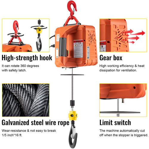 1500W Portable Electric Hoist Winch Y281
