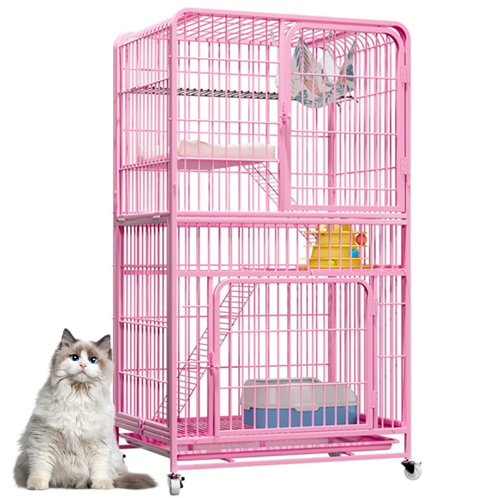 Pink 4 Tier Metal Cat Cage J9930