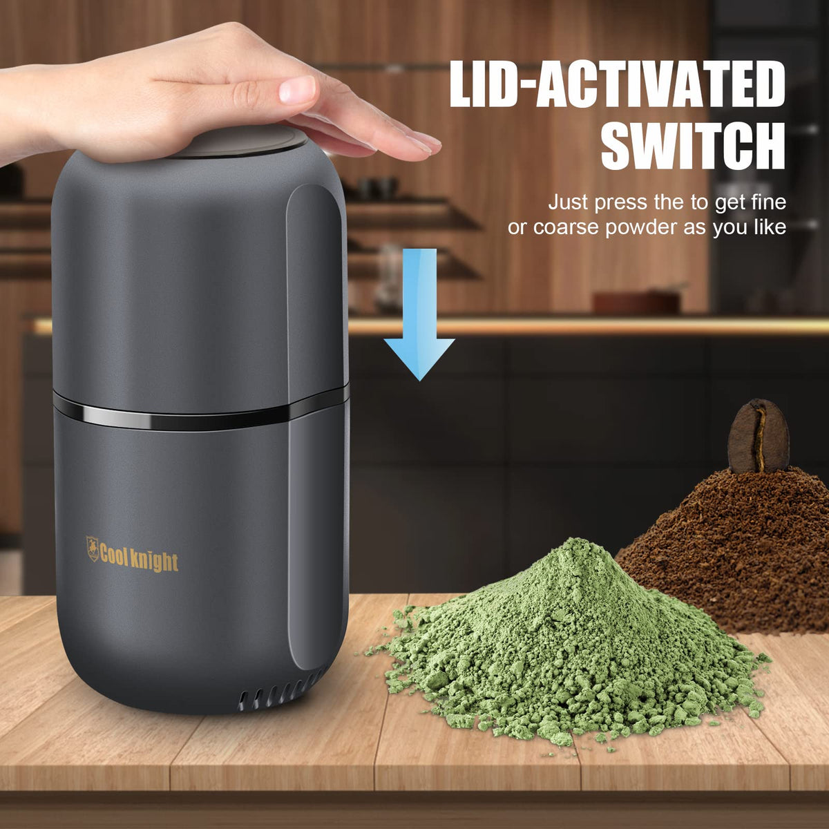 Electric Herb Grinder with Pollen Catcher 7.5" Grey A262327