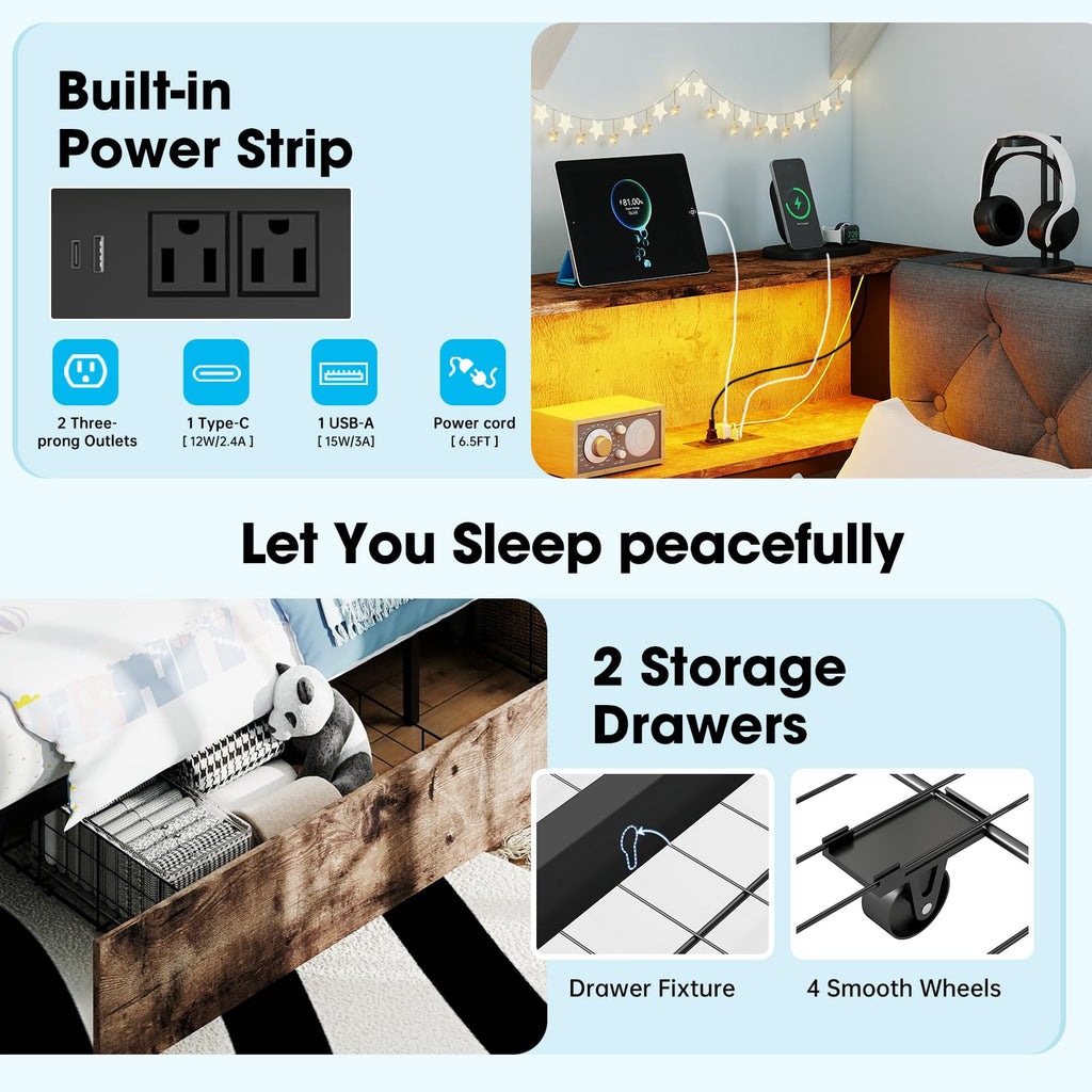 Twin Size Corner Bed Frame with Storage Bookcase X2226