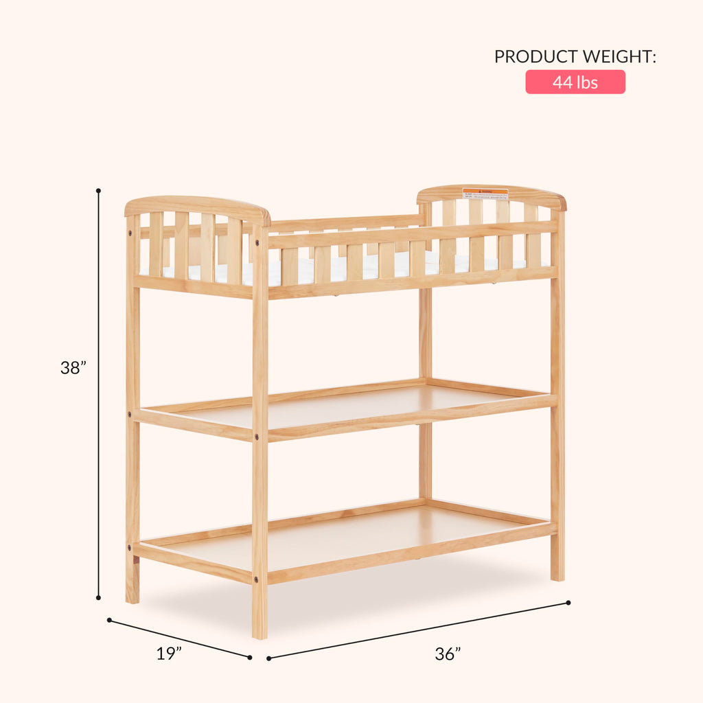 Compact Portable Pinewood Changing Table with Safety Rails Q647057