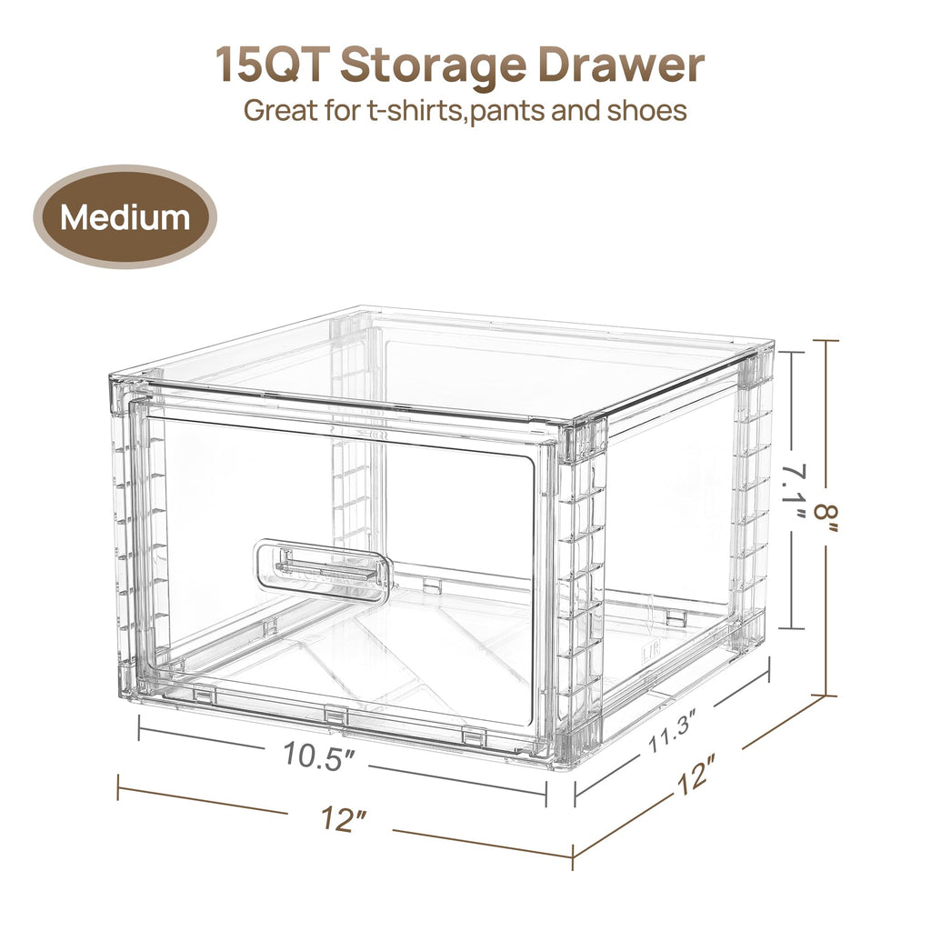 Clear Stackable Storage Drawers 4 Pack 15QT U348