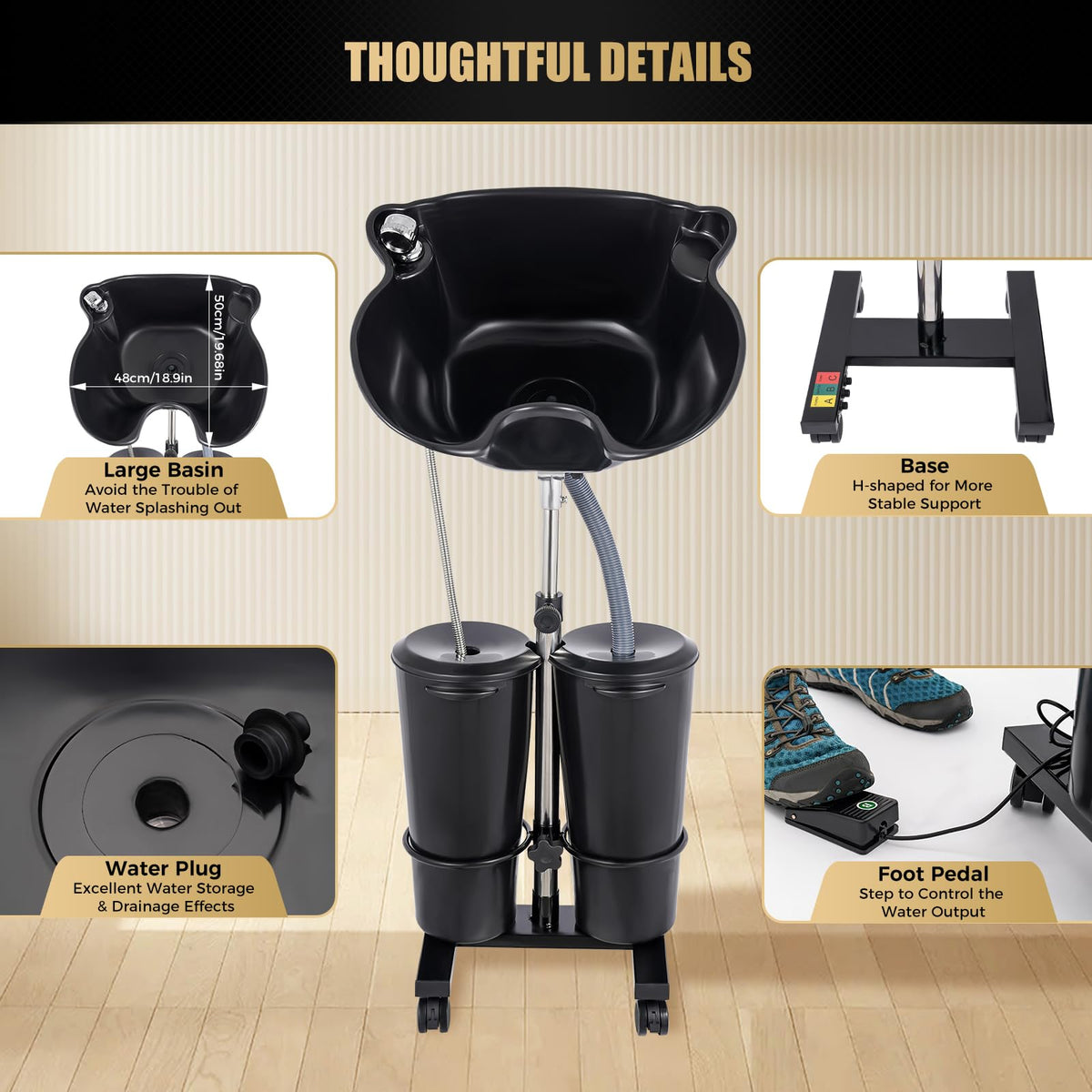 Portable Shampoo Basin Adjustable with Electric Pump N316