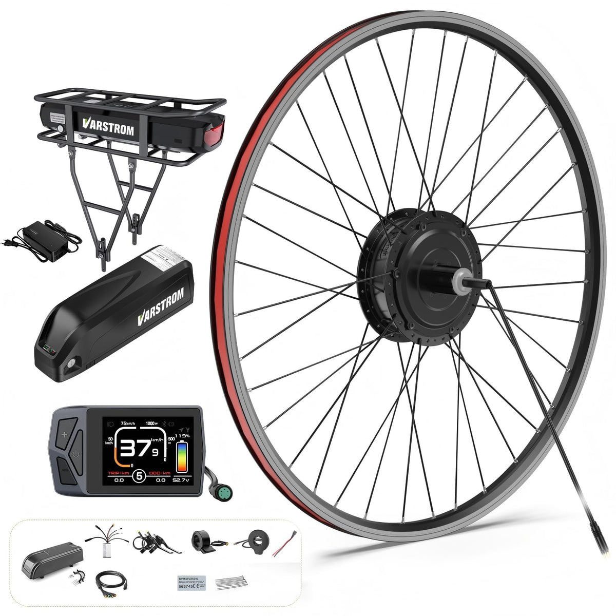 48V 500W 750W Rear Hub Motor Ebike Conversion Kit Y567011