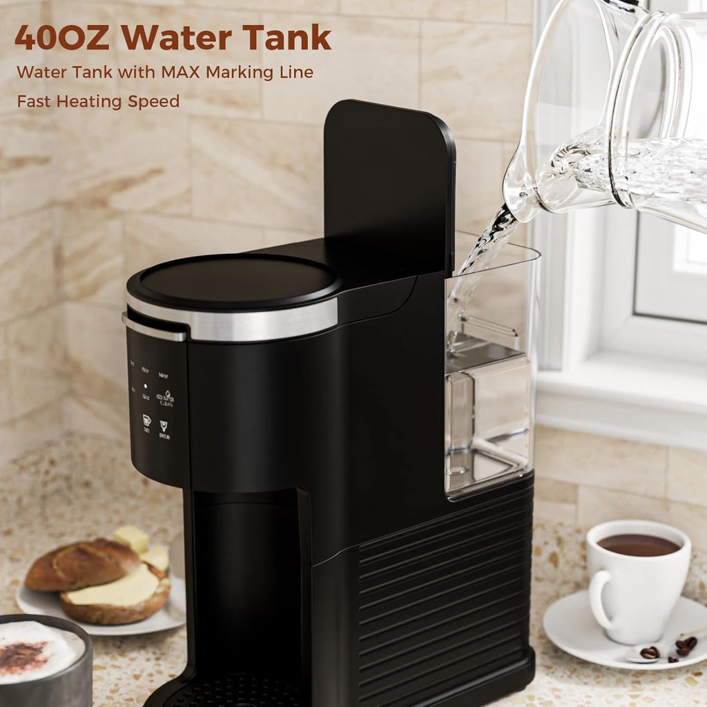 Single Serve 2 in 1 Coffee Maker with 40oz Removable Water Reservoir F653