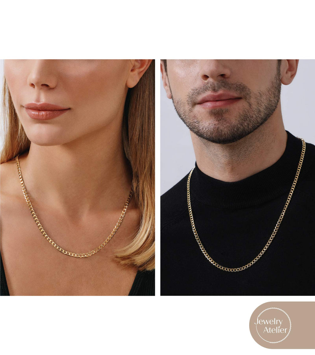 14K Yellow Gold Filled Cuban Curb Link Chain Necklace L873