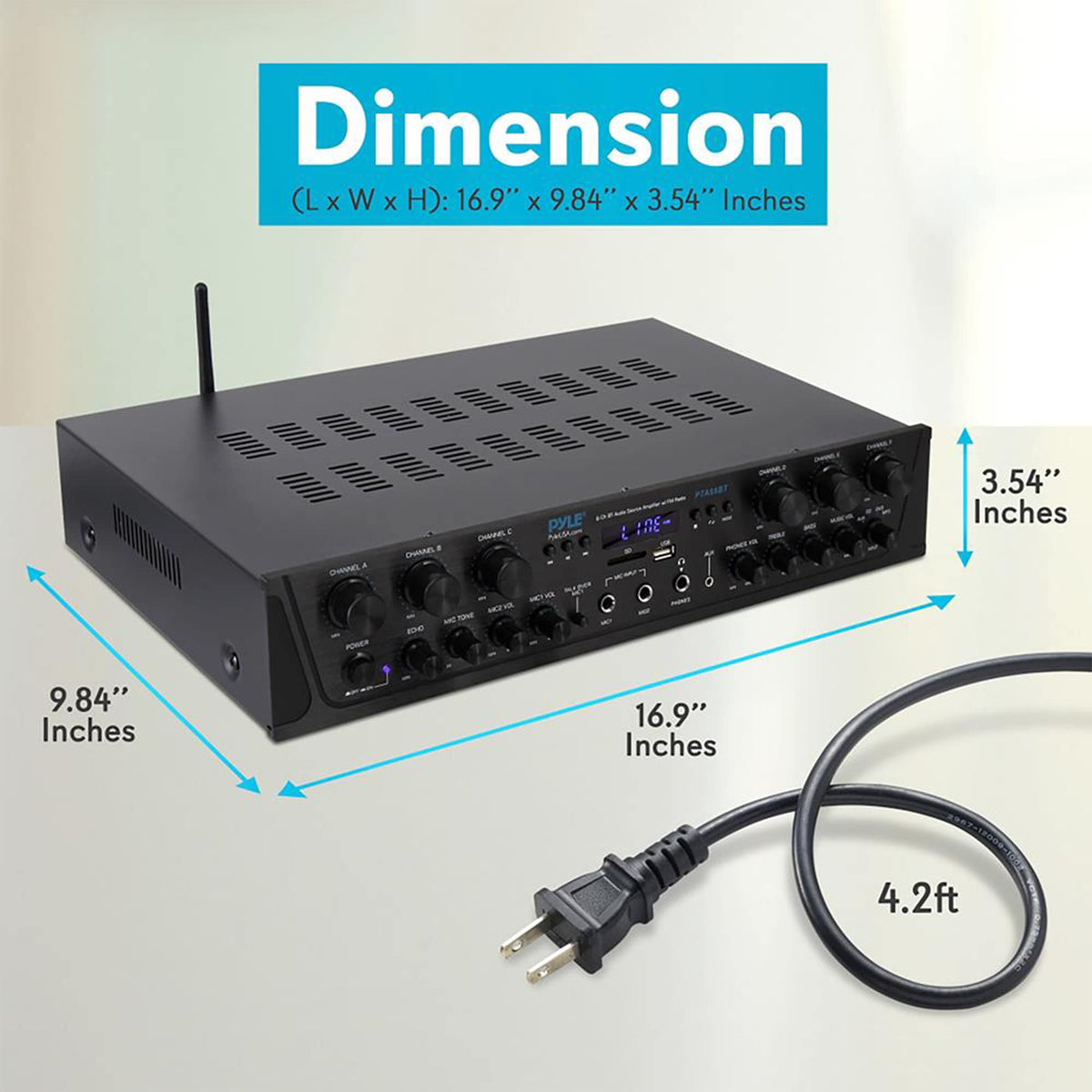 6 Channel 600 Watt Bluetooth Home Audio Amplifier K3541