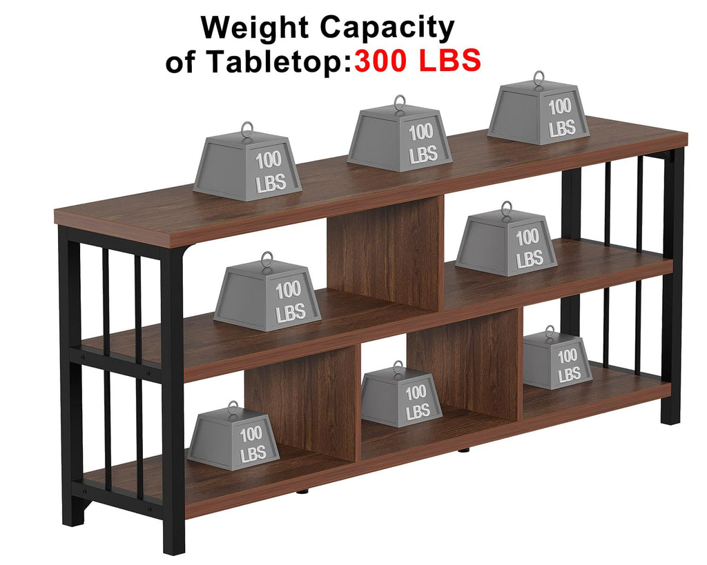 63” Long Low Open Wood Bookshelf F23126