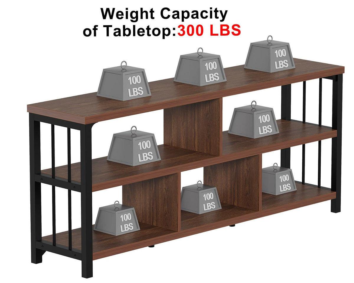 63” Long Low Open Wood Bookshelf F23126