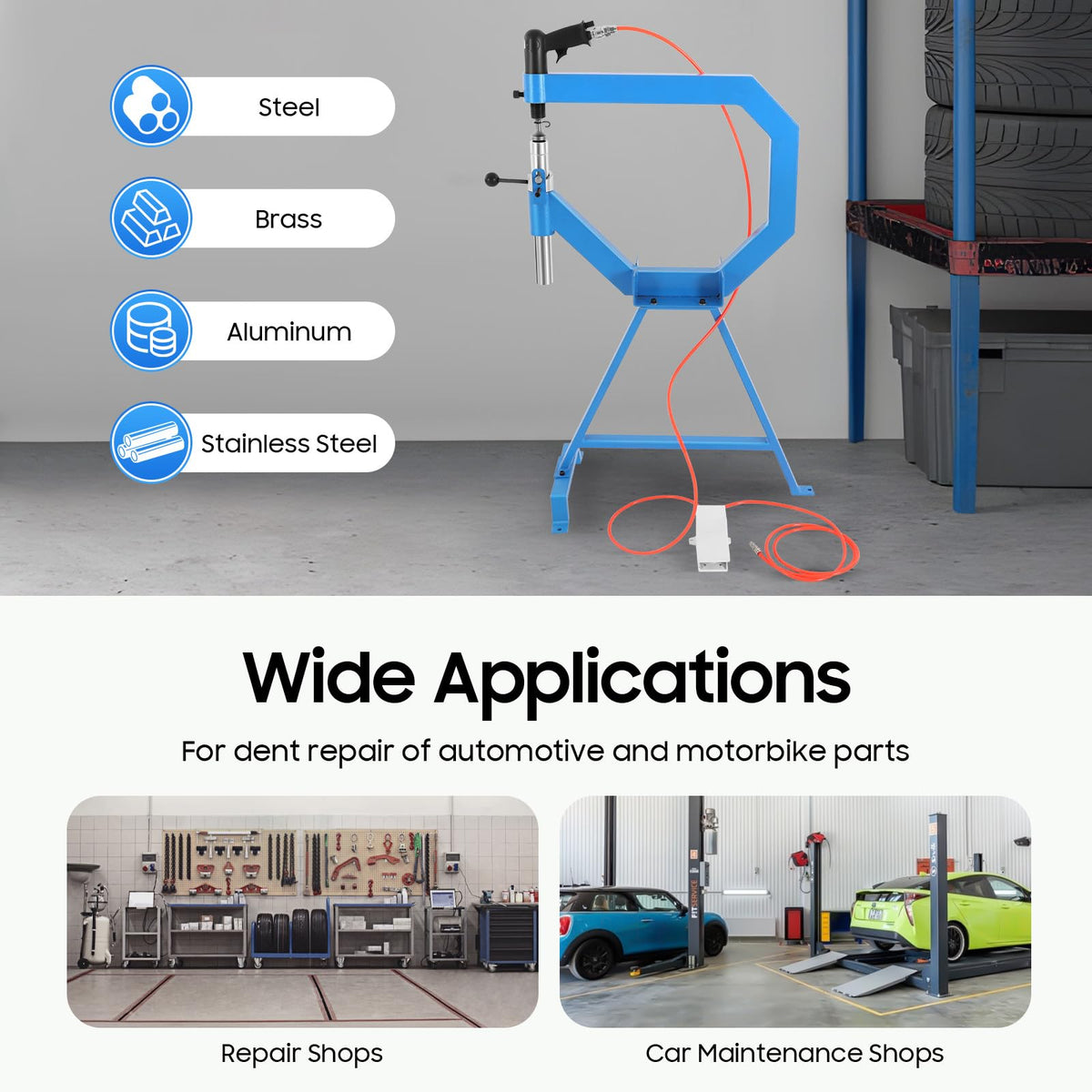 Pneumatic Planishing Hammer Metal Shrinker Stretcher Set Stainless Steel Sheet Metal Shaping Machine C757