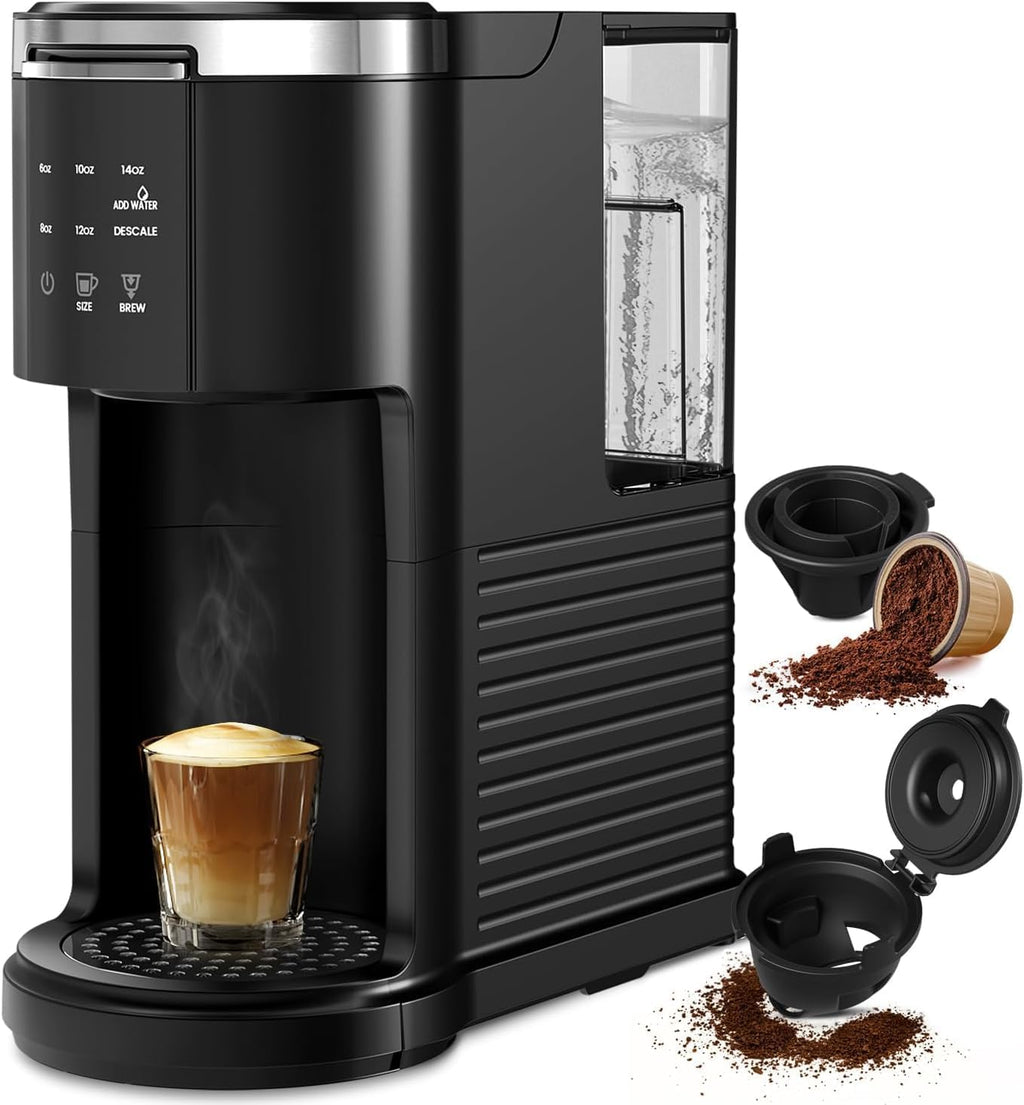 Single Serve 2 in 1 Coffee Maker with 40oz Removable Water Reservoir F653
