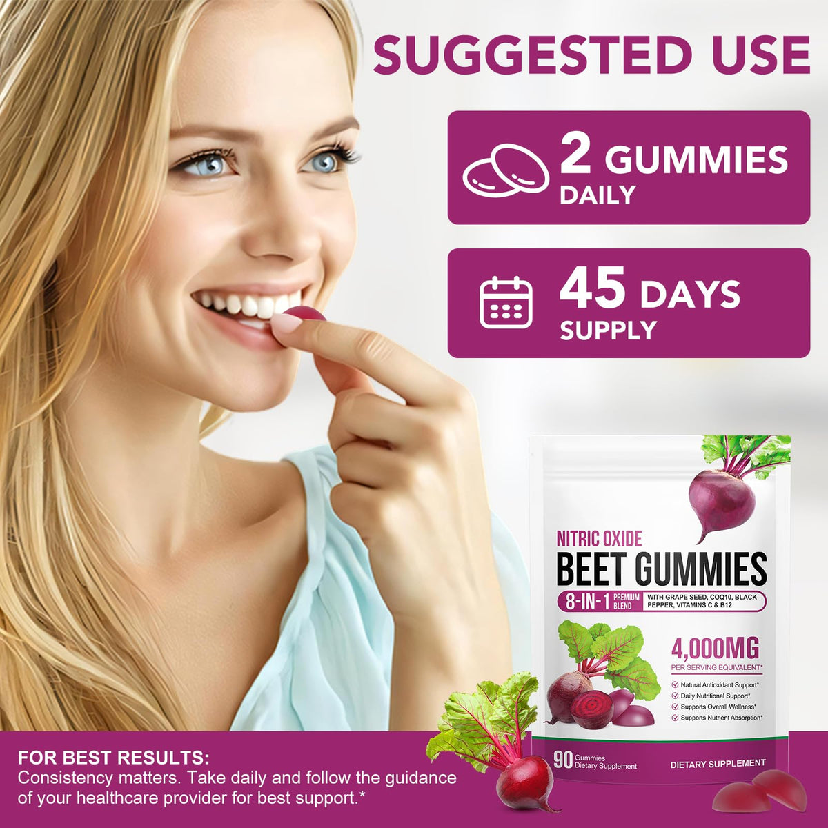 Beet Root Gummies with CoQ10 90 Soft Chews R7124