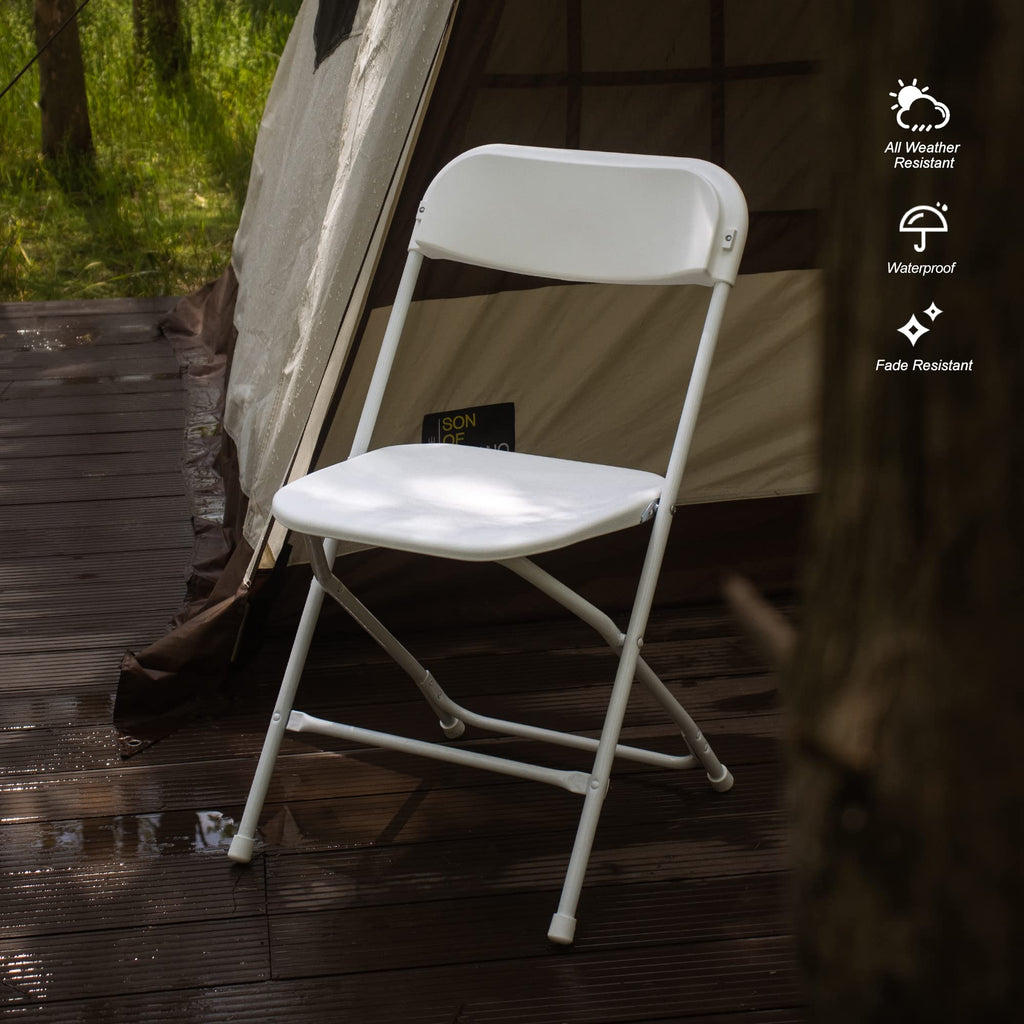 6 Pack White Plastic Folding Chair with Steel Frame X19818