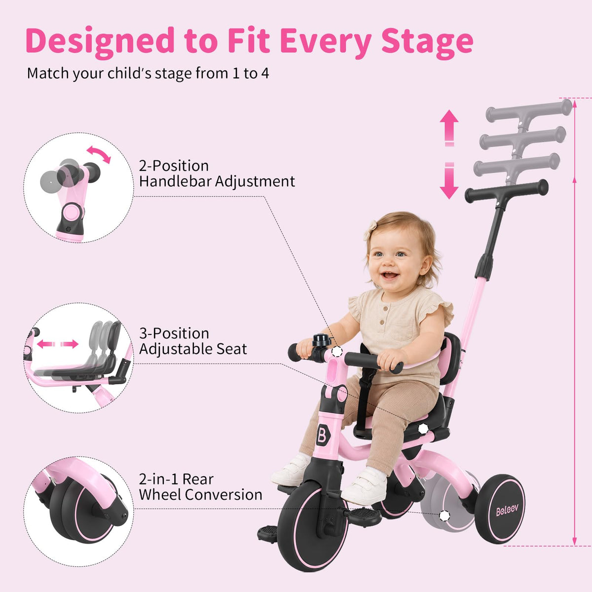 5 in 1 Toddler Tricycle & Balance Bike M111472