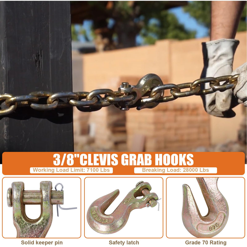 3/8" Grade 70 Clevis Grab Hooks, 10 Pack L47767