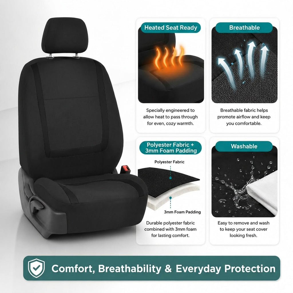 Cloth Car Seat Covers Front Set Black G66374