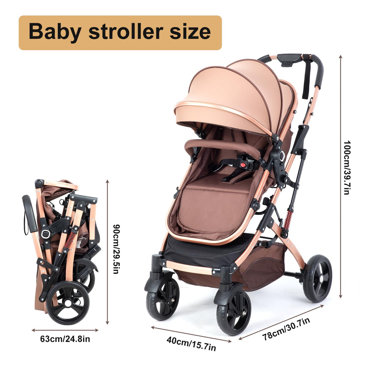 Reversible 2 in 1 Foldable Baby Stroller with Adjustable Backrest E897815