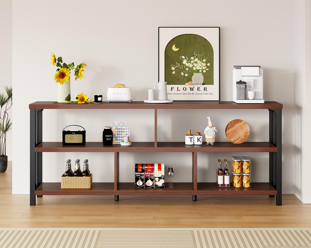 63” Long Low Open Wood Bookshelf F23126