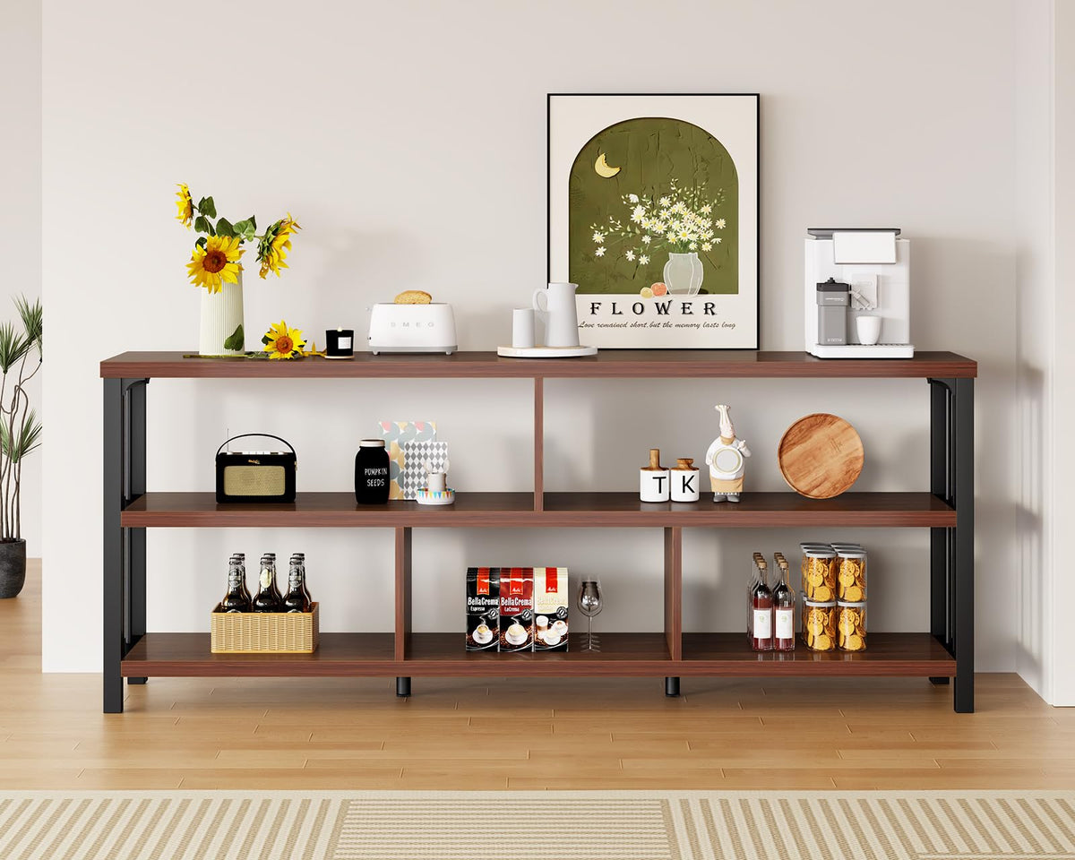 63” Long Low Open Wood Bookshelf F23126