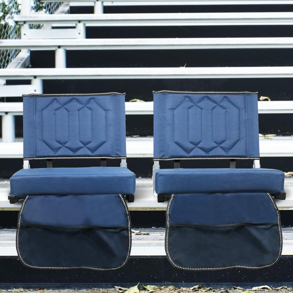 Portable Folding Stadium Seats with Back Support and Cushion, Navy, 2Pack L213548