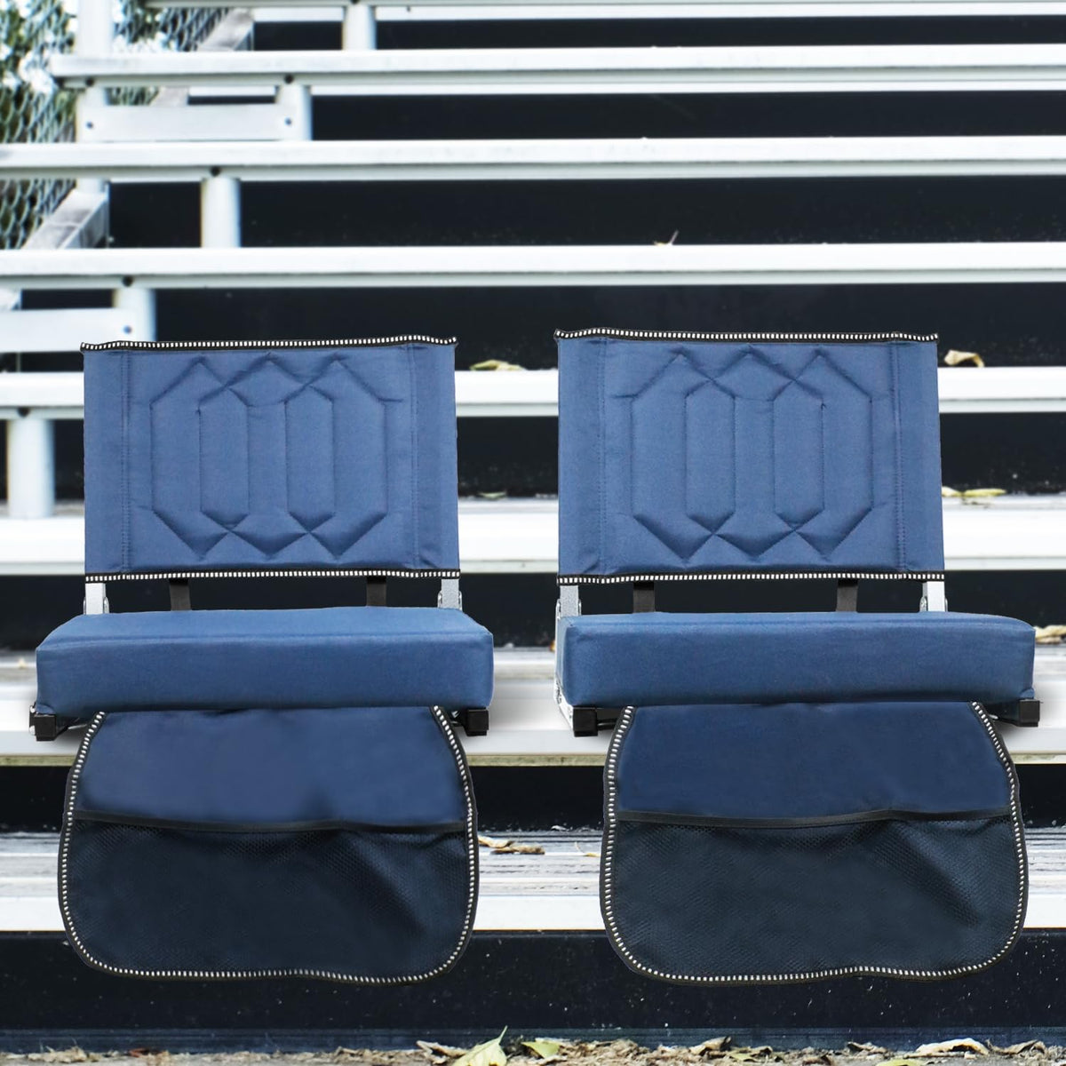 Portable Folding Stadium Seats with Back Support and Cushion, Navy, 2Pack L213548