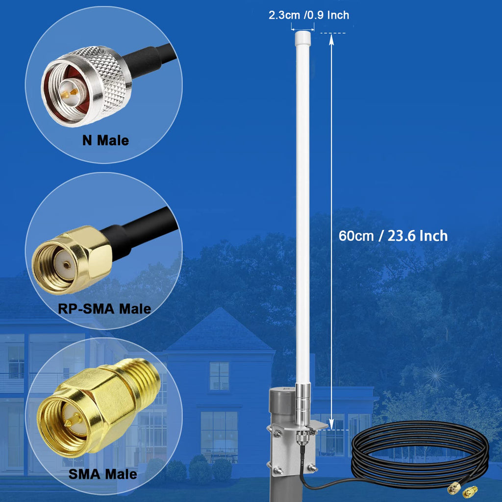 Waterproof 8dBi Omni-Directional Glass Fiber LoRaWan 915MHz Antenna with 5M Cable J37524