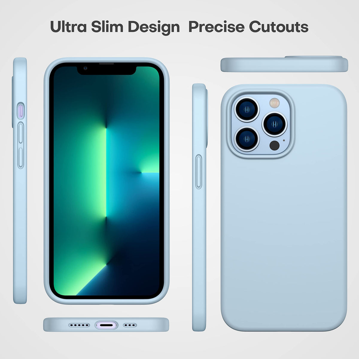 Light Blue Silicone Case with Glass Screen Protectors A8567