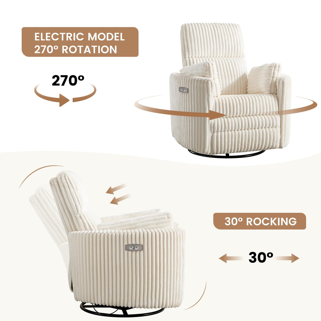 Power Recliner Swivel Glider Rocking Chair with USB Port E93967