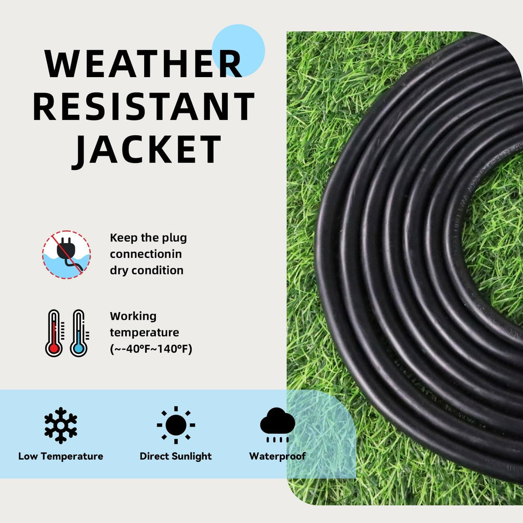 100 Ft Heavy Duty Outdoor Extension Cord, 12/3 SJTW Black 3-Prong F125