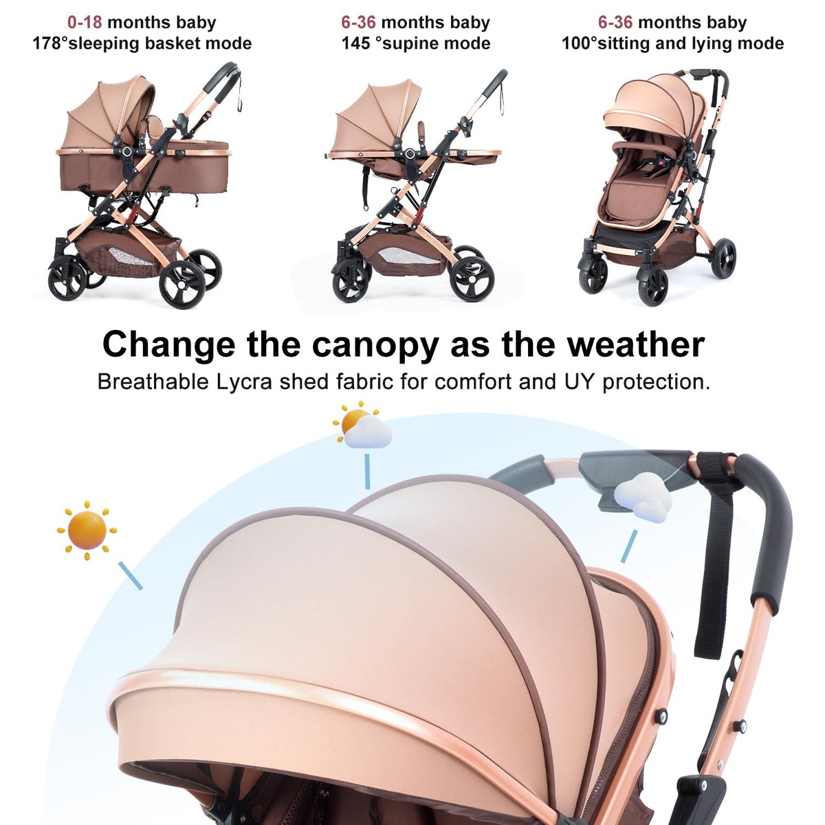 Reversible 2 in 1 Foldable Baby Stroller with Adjustable Backrest E897815