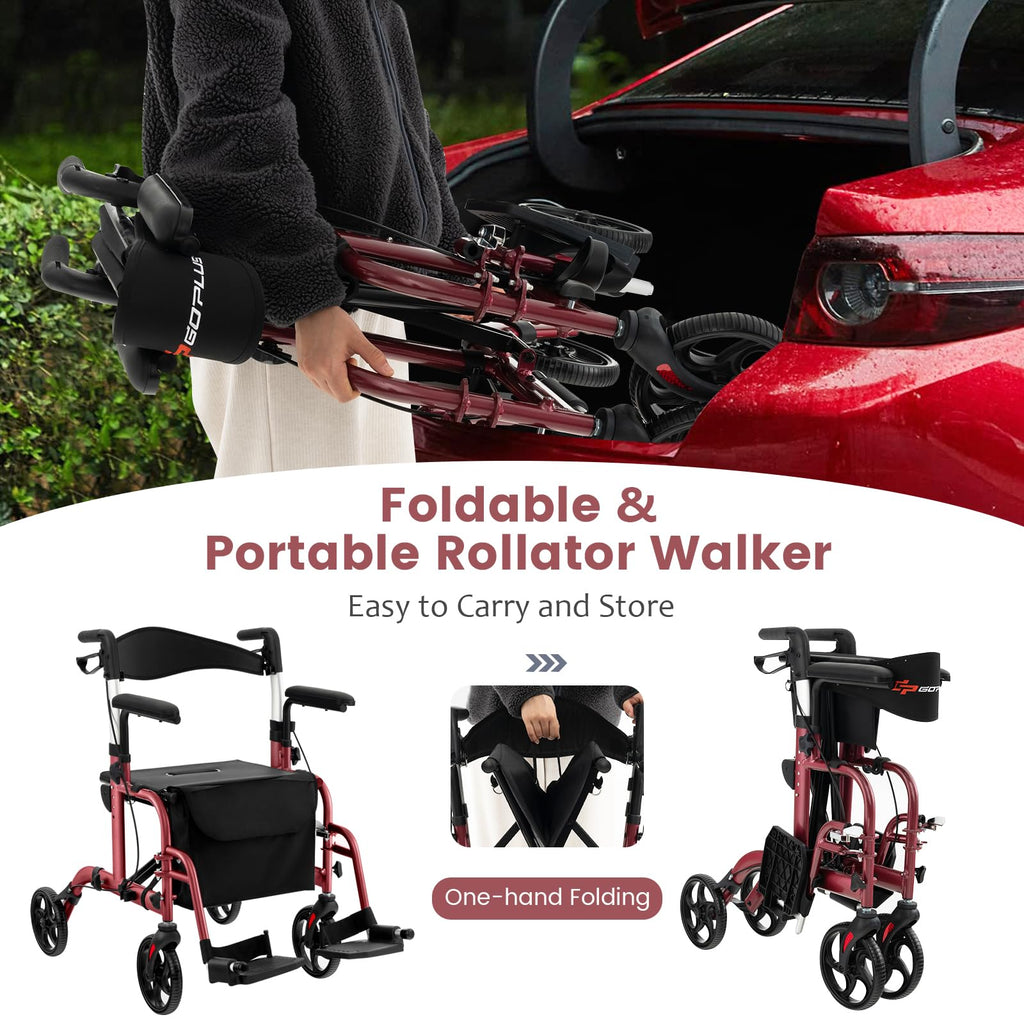 2 in 1 Folding Rollator Walker with Seat N764822