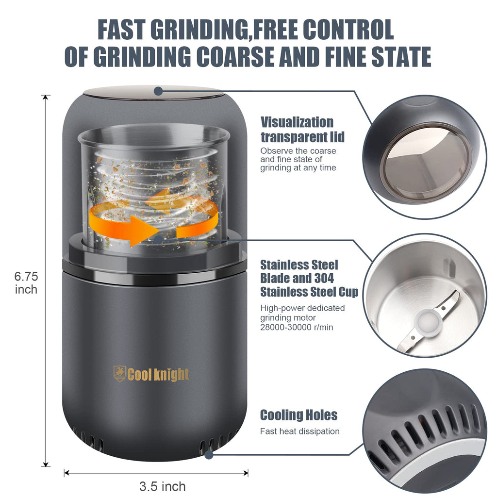 Electric Herb Grinder with Pollen Catcher 7.5" Grey A262327