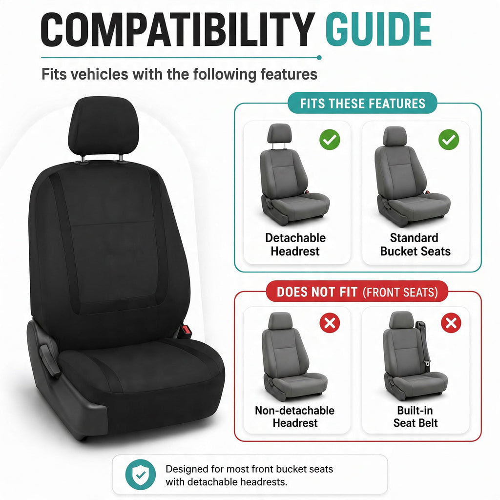 Cloth Car Seat Covers Front Set Black G66374