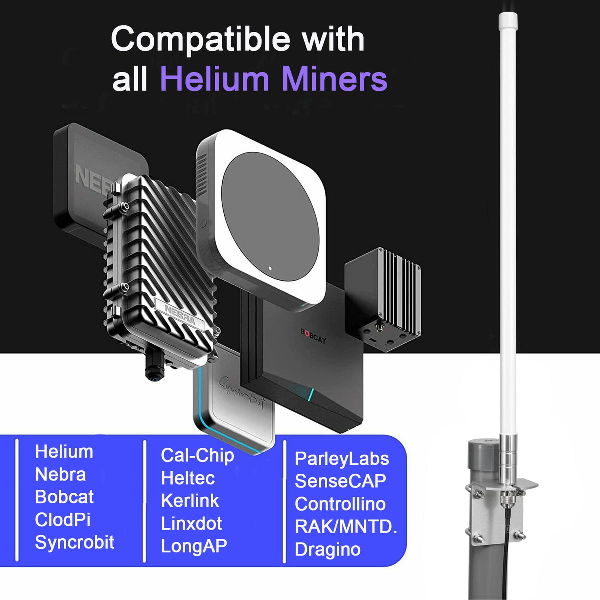 Waterproof 8dBi Omni-Directional Glass Fiber LoRaWan 915MHz Antenna with 5M Cable J37524