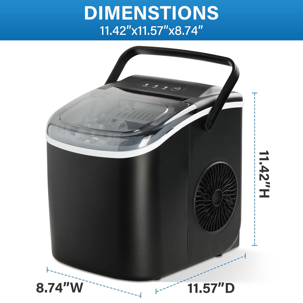Countertop Ice Maker with Self-Cleaning, Ice Spoon and Basket, Black O585817