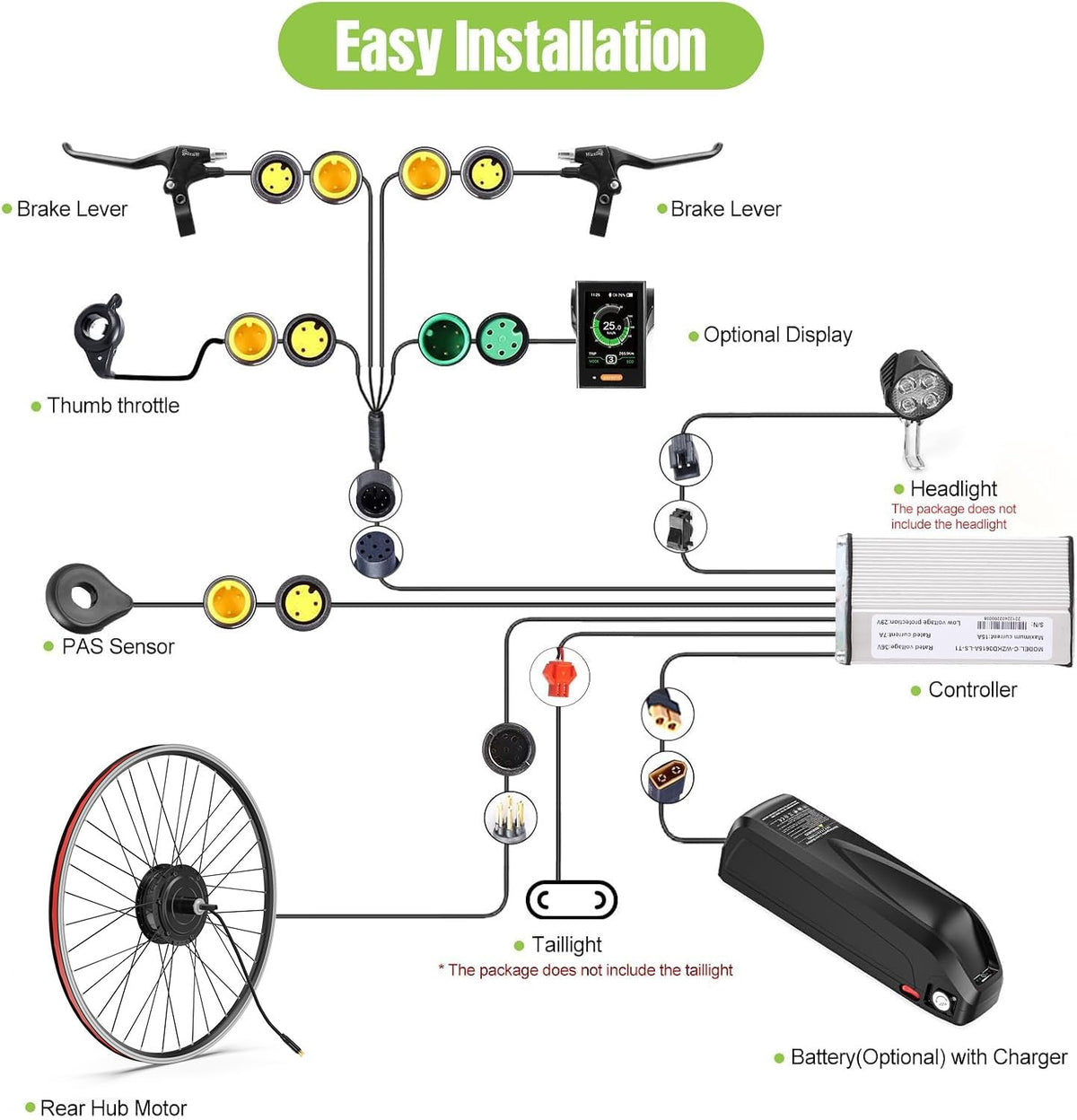 48V 500W 750W Rear Hub Motor Ebike Conversion Kit Y567011