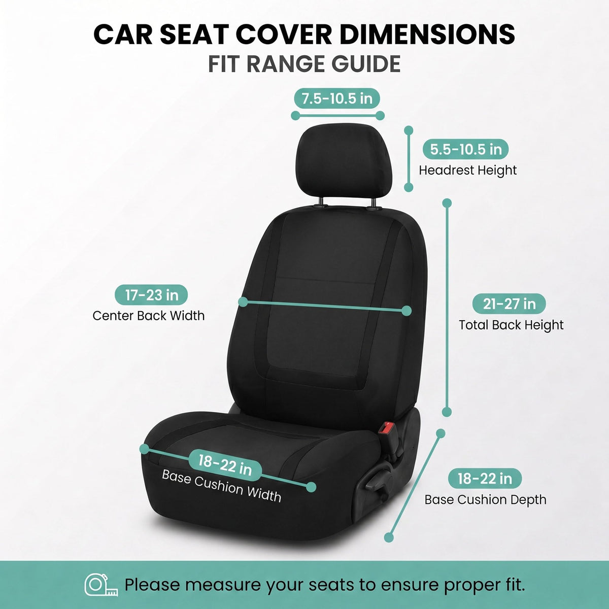 Cloth Car Seat Covers Front Set Black G66374