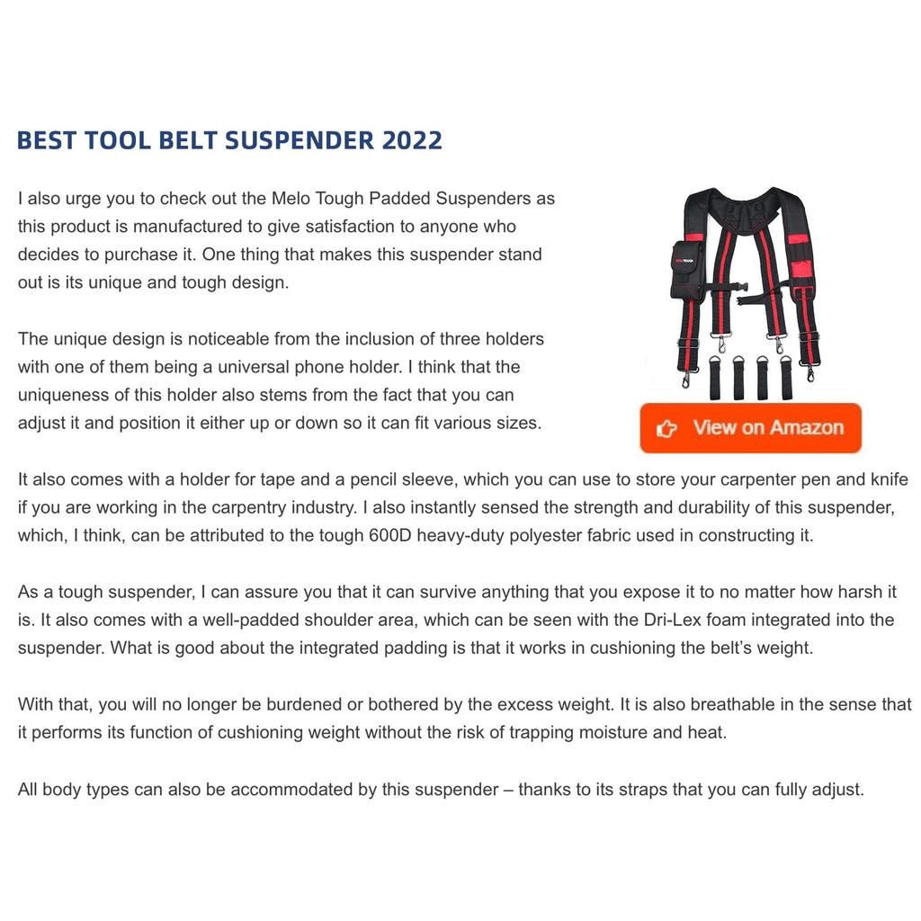 Tool Belt Suspenders with Foam Pads S661