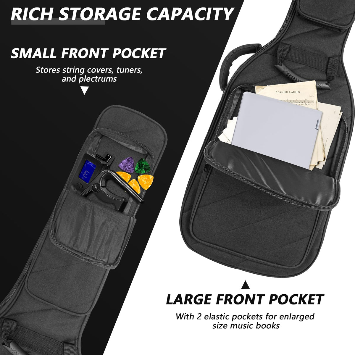 Electric Guitar Case with 0.7 Inch Thick Padding 3 Pockets O602124