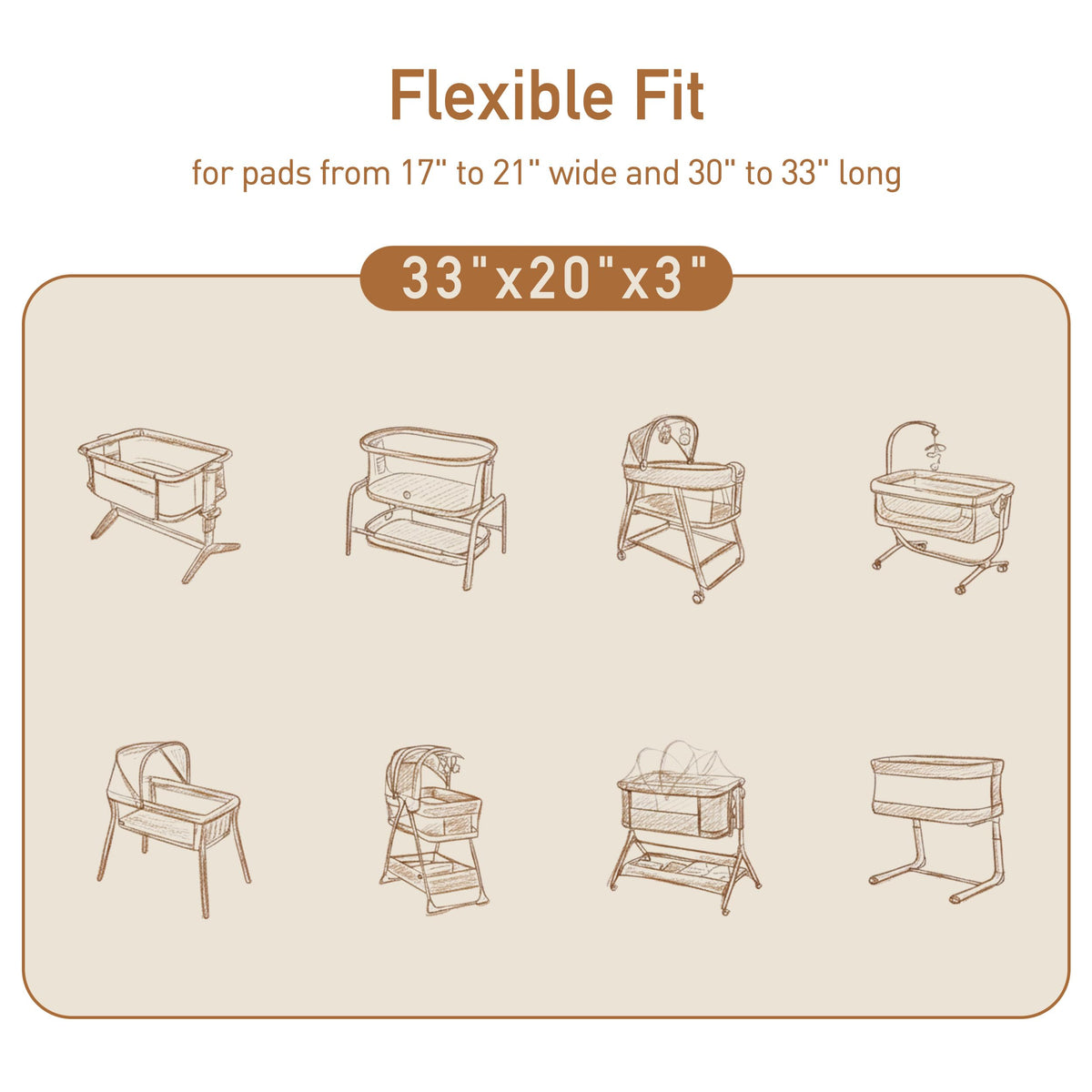 Baby Bedside Sleeper Bassinet Sheets 33x20 Inch 4 Pack M42593