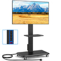 Black Mobile TV Stand 32-75 Inch with Power Outlet and Shelf G7553